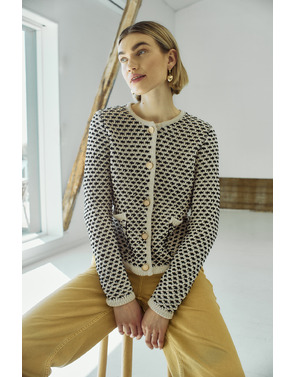 Free/quent - Gilet - Ecru-zwart