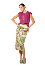 Caroline Biss - Halflange Rok - Groen-ecru