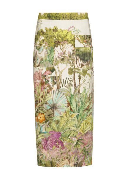 Caroline Biss - Halflange Rok - Groen-ecru