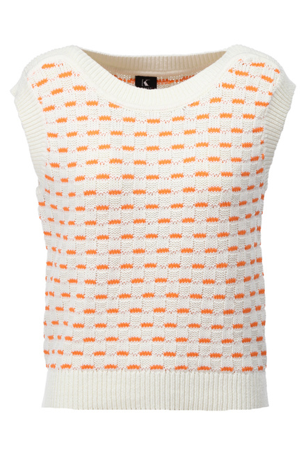 K-design - Pull - Ecru-blauw