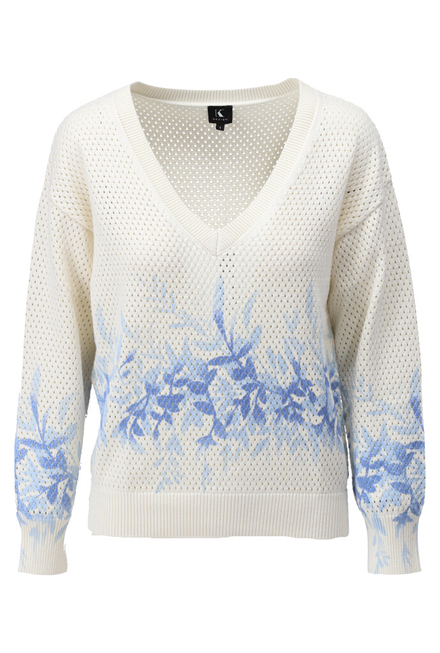 K-design - Pull - Ecru-blauw