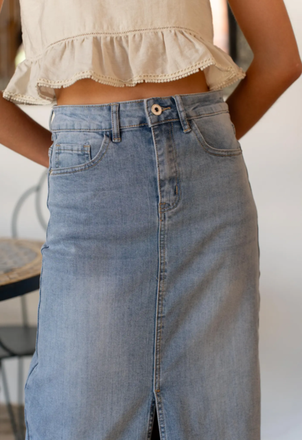 Garde-robe - Halflange Rok - Jeans licht
