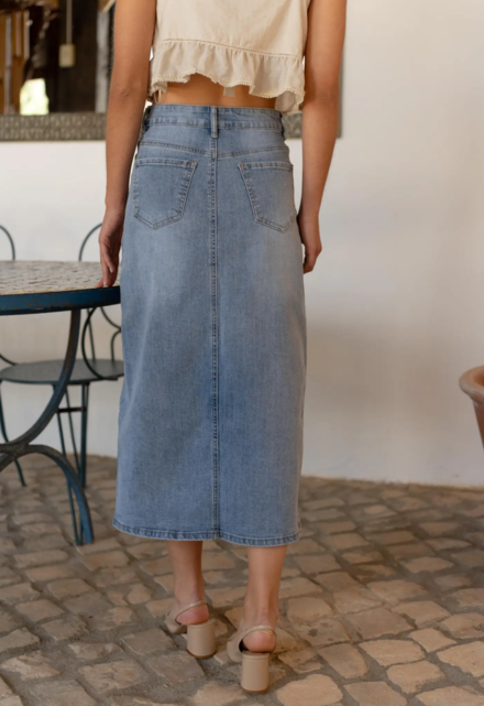 Garde-robe - Halflange Rok - Jeans licht