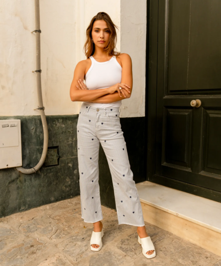 Garde-robe - Lange Broek - Wit-blauw