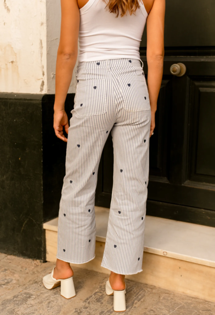 Garde-robe - Lange Broek - Wit-blauw