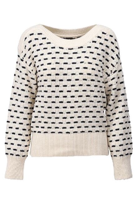 K-design - Pull - Ecru-blauw