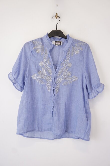 Garde-robe - Blouse - Blauw-zilver