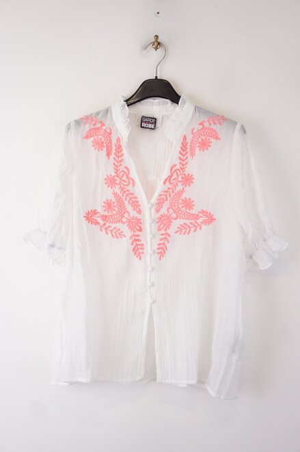 Garde-robe - Blouse - Wit-roze