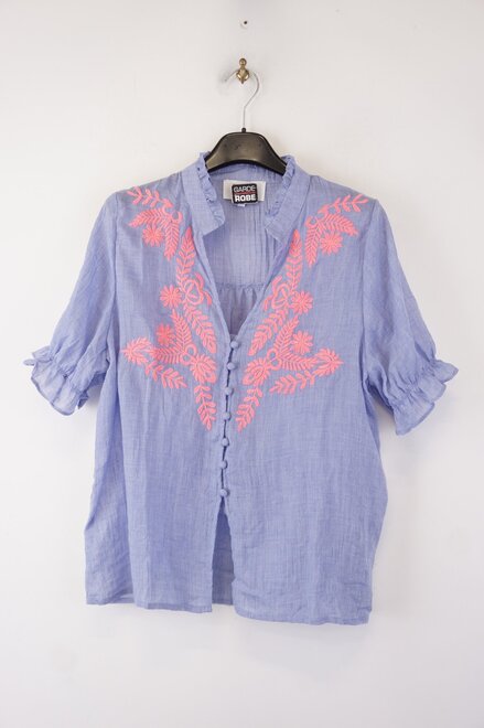 Garde-robe - Blouse - Blauw-roze