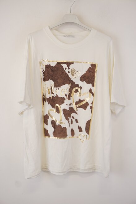 Garde-robe - T-shirt - Wit-bruin