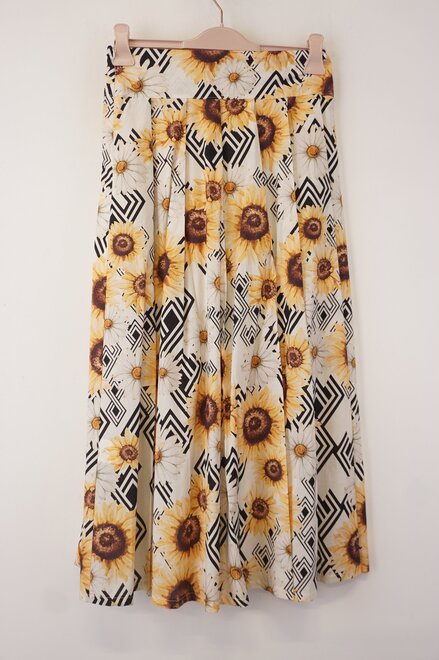 Garde-robe - Halflange Rok - Zwart-geel