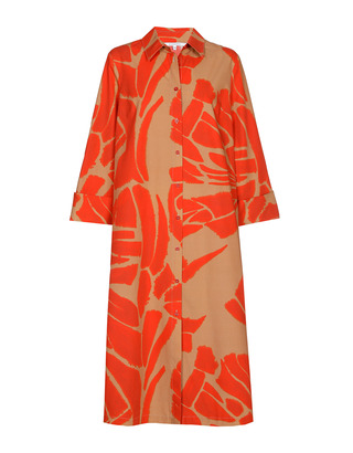 Xandres - Lang kleed - Beige-rood