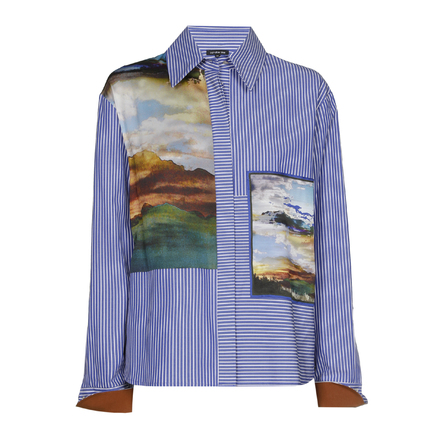 Caroline Biss - Blouse - Wit-blauw