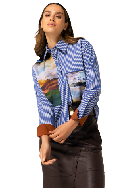 Caroline Biss - Blouse - Wit-blauw