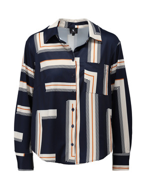 K-design - Blouse - Ecru-blauw