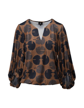 K-design - Blouse - Zwart-bruin