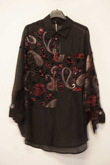 Garde-robe - Blouse - Zwart-rood