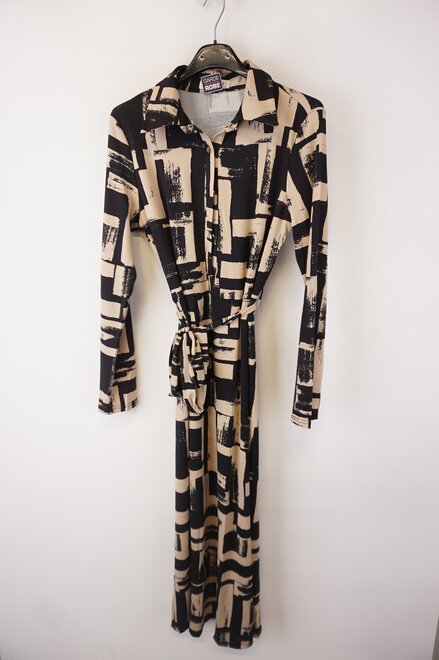 Garde-robe - Lang kleed - Zwart-beige