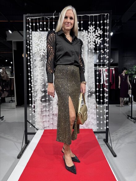 Garde-robe - Halflange Rok - Zwart-goud