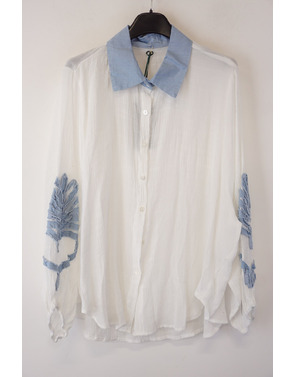 Garde-robe - Blouse - Wit-blauw