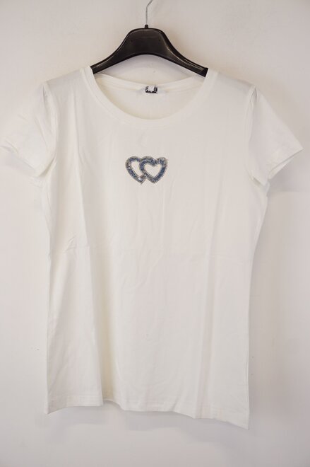 Garde-robe - T-shirt - Wit-blauw