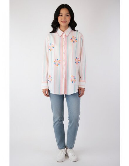 Garde-robe - Blouse - Groen-roze