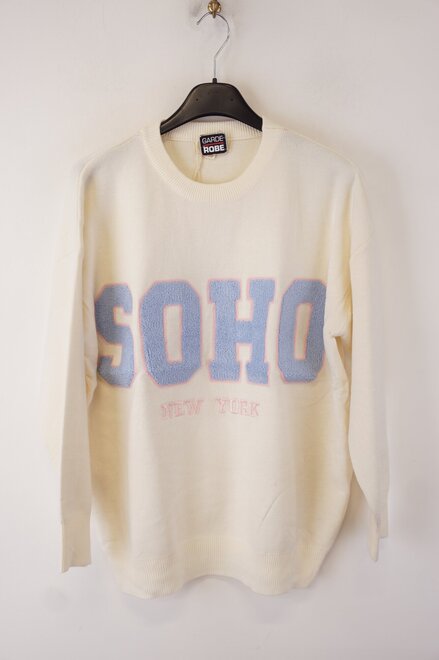 Garde-robe - Pull - Ecru-blauw