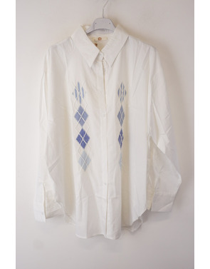 Garde-robe - Blouse - Wit-blauw