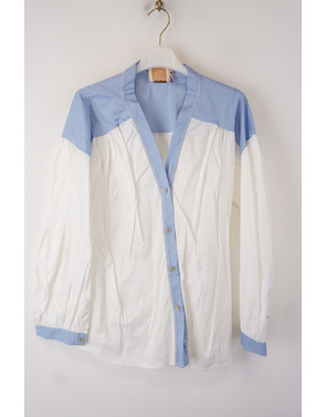 Garde-robe - Blouse - Wit-blauw