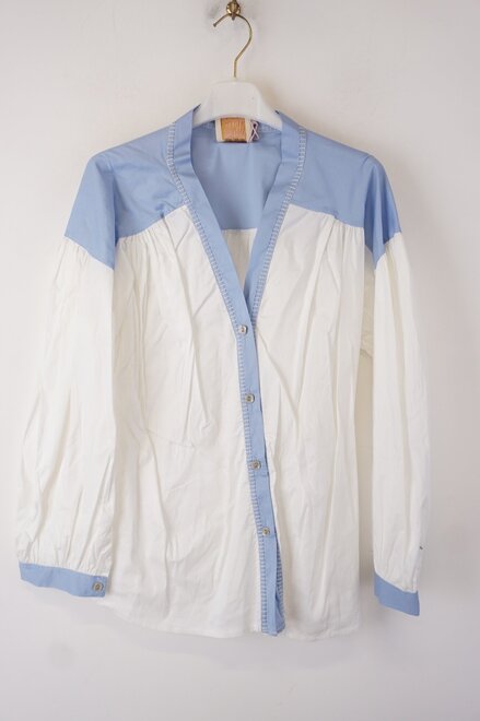 Garde-robe - Blouse - Wit-blauw