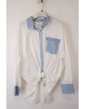 Garde-robe - Blouse - Wit-blauw