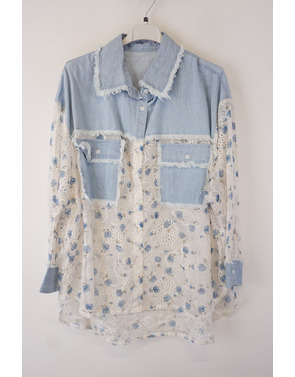 Garde-robe - Blouse - Wit-blauw