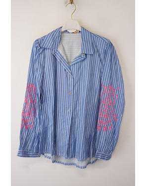 Garde-robe - Blouse - Wit-blauw
