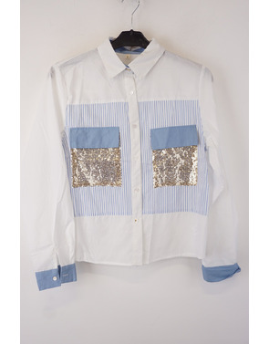 Garde-robe - Blouse - Wit-blauw