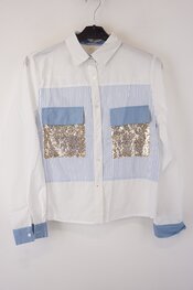 Garde-robe - Blouse - Wit-blauw