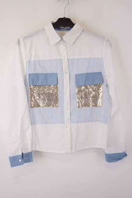 Garde-robe - Blouse - Wit-blauw