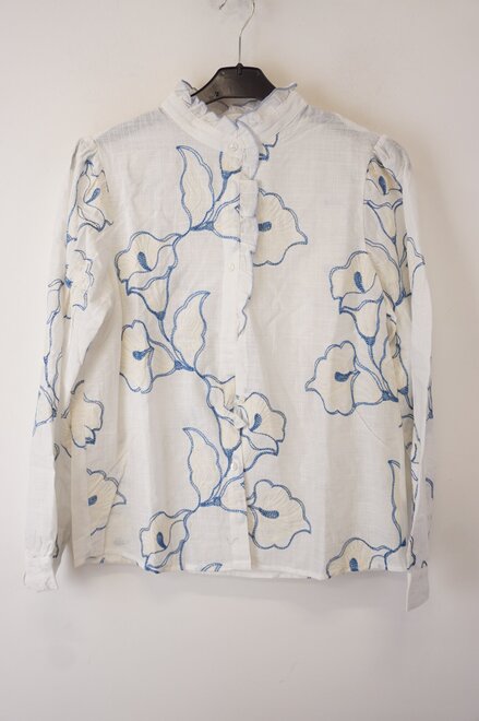 Garde-robe - Blouse - Wit-blauw