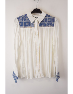 Garde-robe - Blouse - Wit-blauw