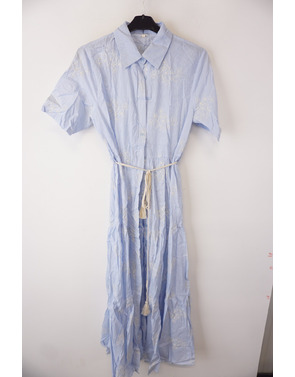 Garde-robe - Lang kleed - Wit-blauw
