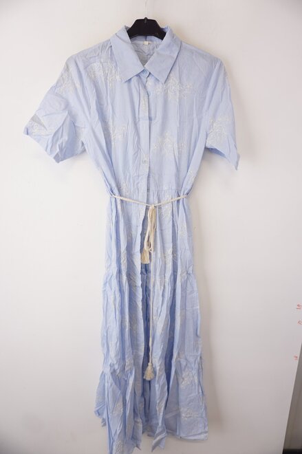 Garde-robe - Lang kleed - Wit-blauw