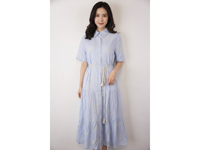 Garde-robe - Lang kleed - Wit-blauw