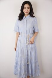 Garde-robe - Lang kleed - Wit-blauw