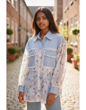 Garde-robe - Blouse - Wit-blauw