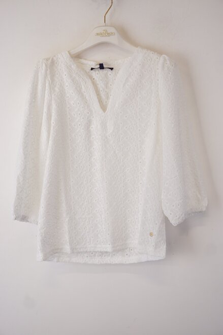 Red Button - Top - Ecru