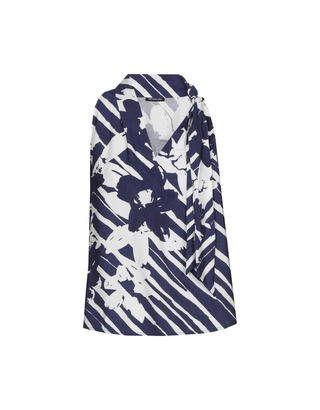 Caroline Biss - Top - Wit-blauw