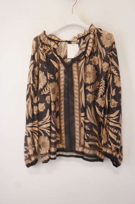 Garde-robe - Blouse - Zwart-beige