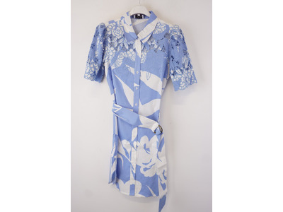 K-design - Halflang Kleedje - Wit-blauw