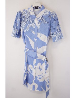 K-design - Halflang Kleedje - Wit-blauw