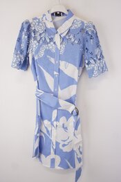 K-design - Halflang Kleedje - Wit-blauw