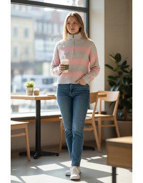 Garde-robe - Pull - Grijs-roze